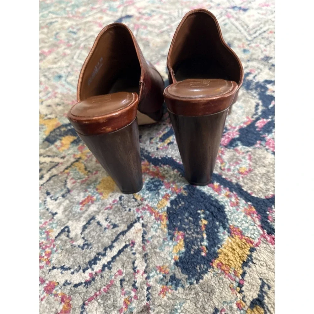 Cole Haan Brown Leather Mule Booties Slip On Heels Women's Size 8 B